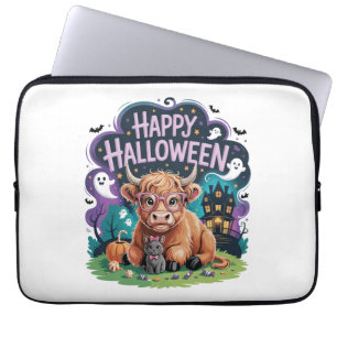 Halloween Cute Highland Cow (2) Laptop Sleeve