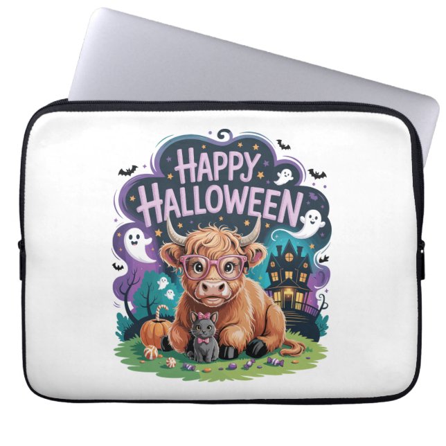 Halloween Cute Highland Cow (2) Laptop Sleeve (Front)