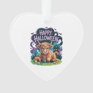 Halloween Cute Highland Cow (2) Ornament