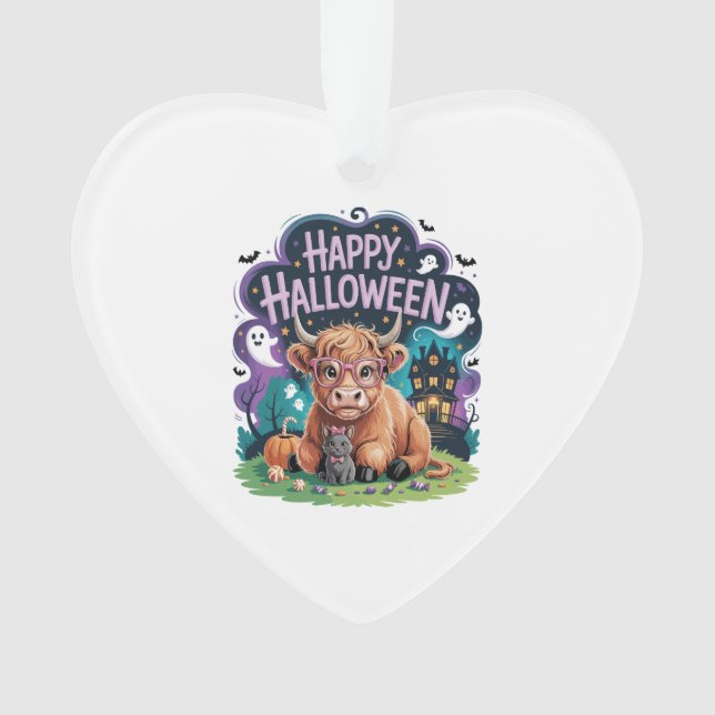 Halloween Cute Highland Cow (2) Ornament (Front)