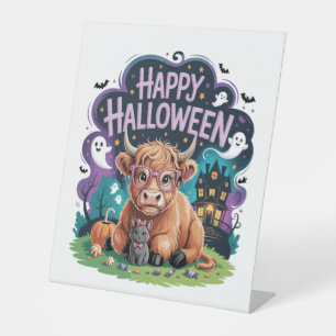 Halloween Cute Highland Cow (2) Pedestal Sign