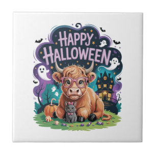 Halloween Cute Highland Cow (2) Tile