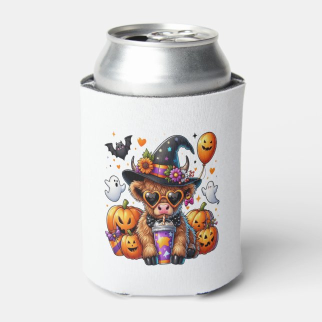 Halloween Cute Highland Cow Can Cooler (Can Front)