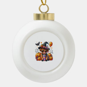 Halloween Cute Highland Cow Ceramic Ball Christmas Ornament