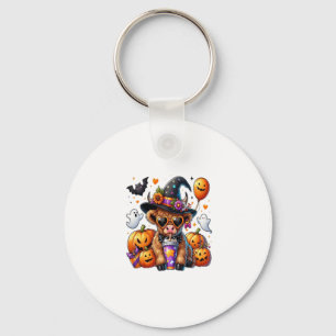 Halloween Cute Highland Cow Key Ring
