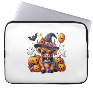 Halloween Cute Highland Cow Laptop Sleeve