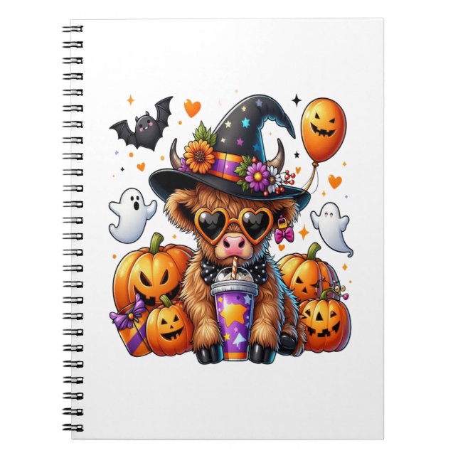 Halloween Cute Highland Cow Notebook (Front)