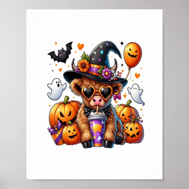 Halloween Cute Highland Cow Poster (Front)