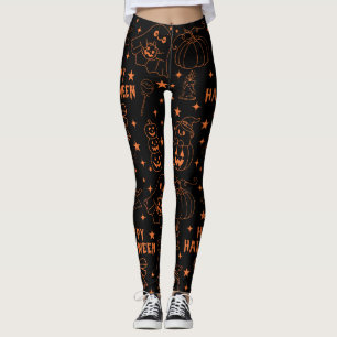 Halloween Cute Kawaii Outline Leggings