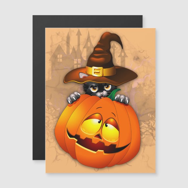 Halloween Cute Kitty Witch and Pumpkin Friend  (Front/Back)
