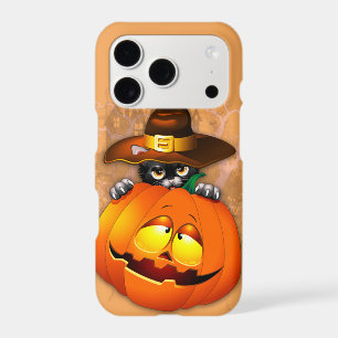 Halloween Cute Kitty Witch and Pumpkin Friend