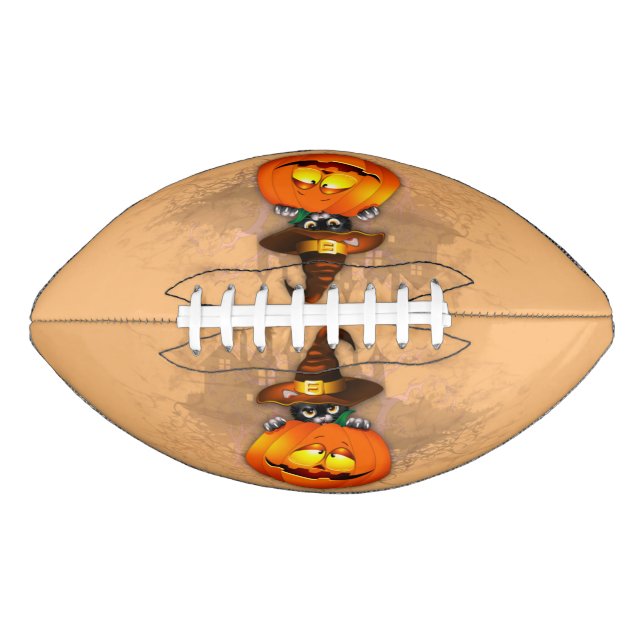 Halloween Cute Kitty Witch and Pumpkin Friend  American Football (Front)