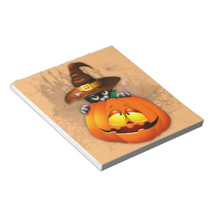 Halloween Cute Kitty Witch and Pumpkin Friend Notepad