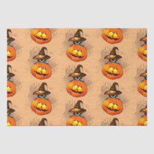 Halloween Cute Kitty Witch and Pumpkin Friend  Tissue Paper
