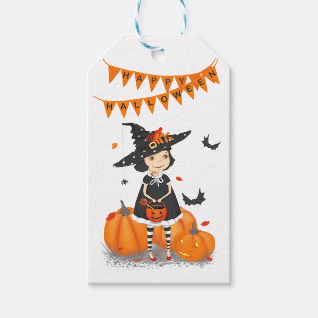 Halloween Cute Little Witch Gift Tags (Front)