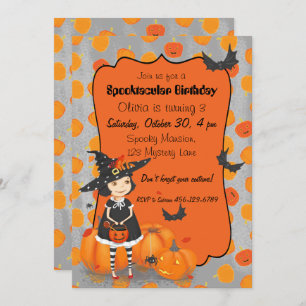 Halloween Cute Little Witch Invitation