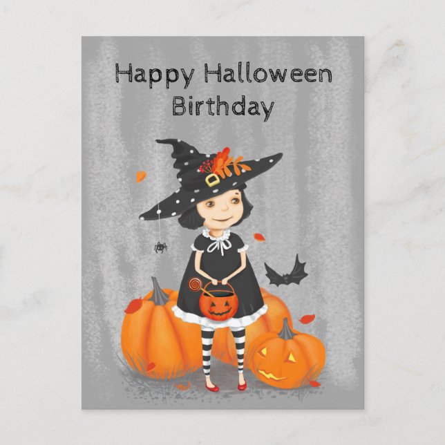  Halloween Cute Little Witch  Postcard (Front)