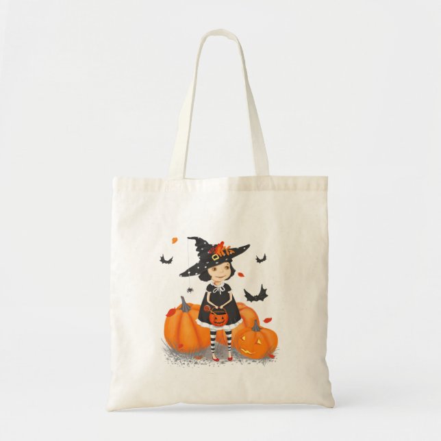 Halloween Cute Little Witch Tote Bag (Front)