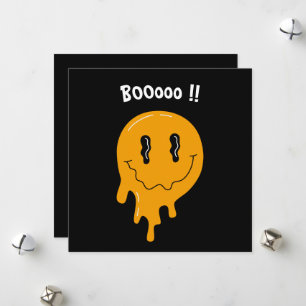 Halloween Cute Orange ghost ☜ Custom square Holiday Card