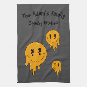 Halloween Cute Orange ghost ☜ custom Tea Towel