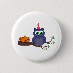 Halloween Cute Owl and a Pumpkin 6 Cm Round Badge