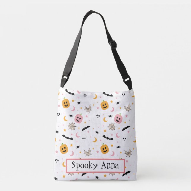 Halloween Cute Pattern Bat Pumpkin Ghost Spooky Crossbody Bag (Back)