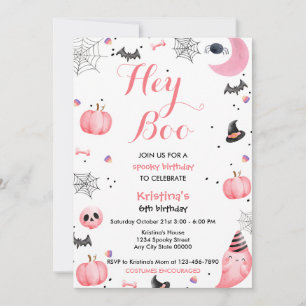Halloween Cute Pink Ghost Birthday Spooktacular Invitation