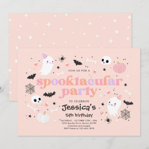 Halloween Cute Pink Ghost Birthday Spooktacular Invitation