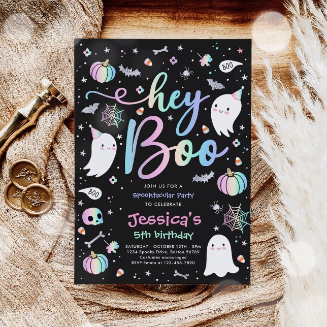 Halloween Cute Pink Ghost Birthday Spooktacular Invitation (Creator Uploaded)