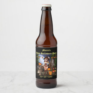 Halloween Cute Pirate Girl Beer Bottle Label