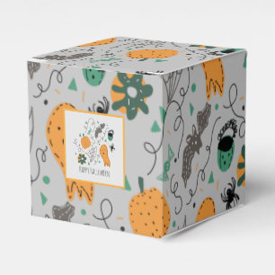 Halloween Cute Pumpkin Bat Doodle Pattern Grey Favour Box