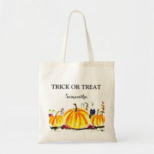 Halloween Cute Pumpkin Black cat Modern Tote Bag