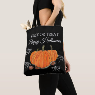 Halloween Cute Pumpkin Black Spider Webs Modern  Tote Bag