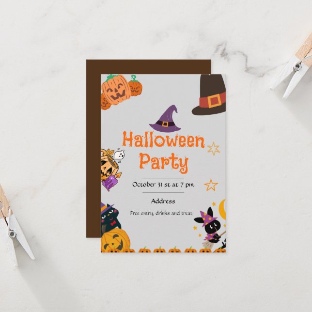Halloween cute pumpkin party invitation (Front/Back In Situ)