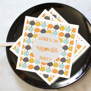 Halloween Cute Pumpkins Custom Name Napkin