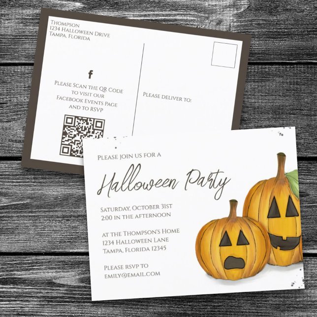 Halloween Cute Pumpkins Jack Simple Social Media  Postcard (Creator Uploaded)