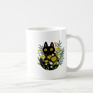 Halloween Cute Retro Black Cat Flower Fall Costume Coffee Mug