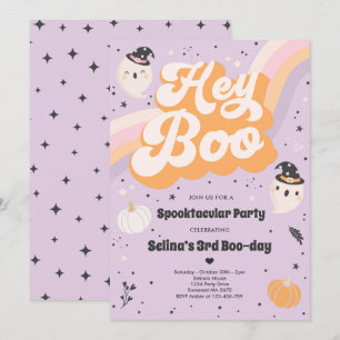 Halloween Cute Retro Spooky Ghost Birthday Party Invitation