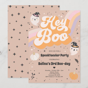 Halloween Cute Retro Spooky Ghost Birthday Party Invitation