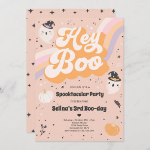 Halloween Cute Retro Spooky Ghost Birthday Party Invitation