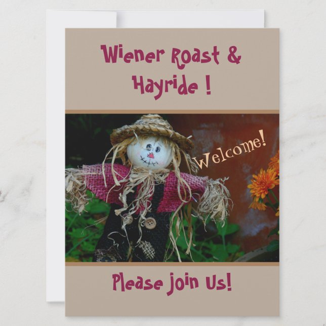  HALLOWEEN /CUTE SCARECROW /PARTY INVITATION (Front)