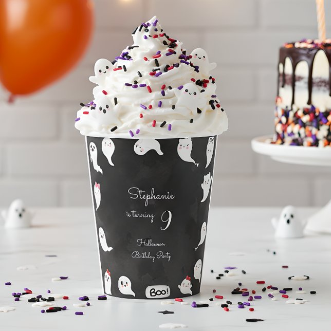 Halloween cute scary ghosts girl birthday party paper cups (Creator Uploaded)