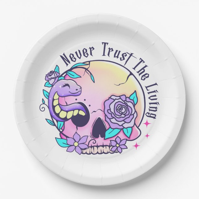Halloween Cute Skull  Paper Plate (Front)