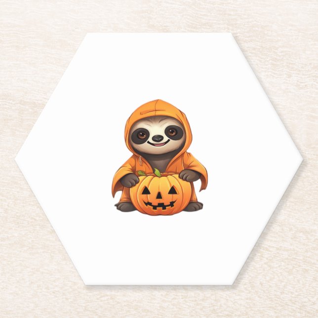 Halloween Cute Sloth Classic T-Shirt Paper Coaster (Front)