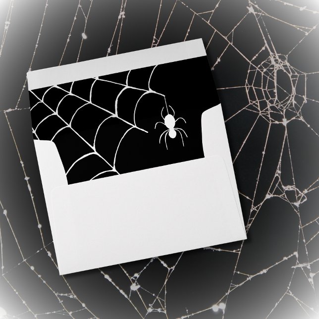 Halloween Cute Spider Web Black White Envelope (Creator Uploaded)