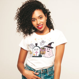 HALLOWEEN CUTE SPOOKY GRAVEYARD GHOSTS CUSTOM T-Shirt