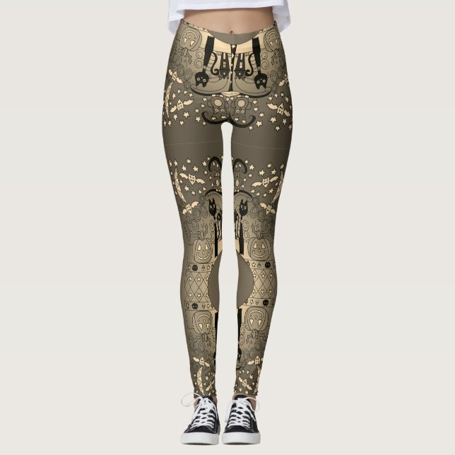 Halloween Cute & Spooky Leggings Neutral Colour (Front)