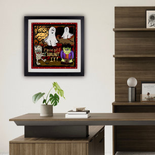 Halloween Cute Spooky Mummy Ghosts Frankenstein Poster