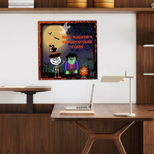 Halloween Cute Spooky Skeleton Cat Personalised Poster