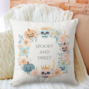 Halloween Cute Spooky Skull Pumpkin Pink Blue Chic Cushion